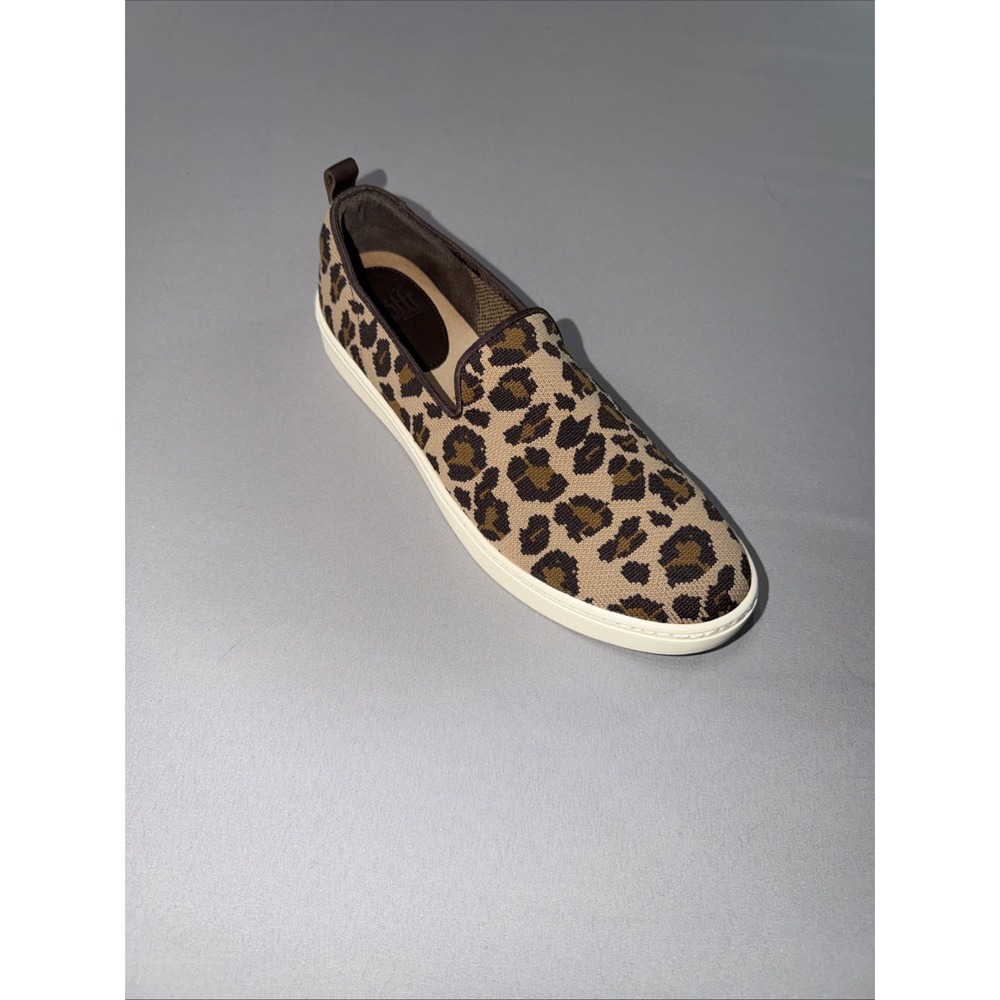 Sofft Somers Beige Brown Leopard Print Knit Slip-On Shoes Woman's Size 9.5M